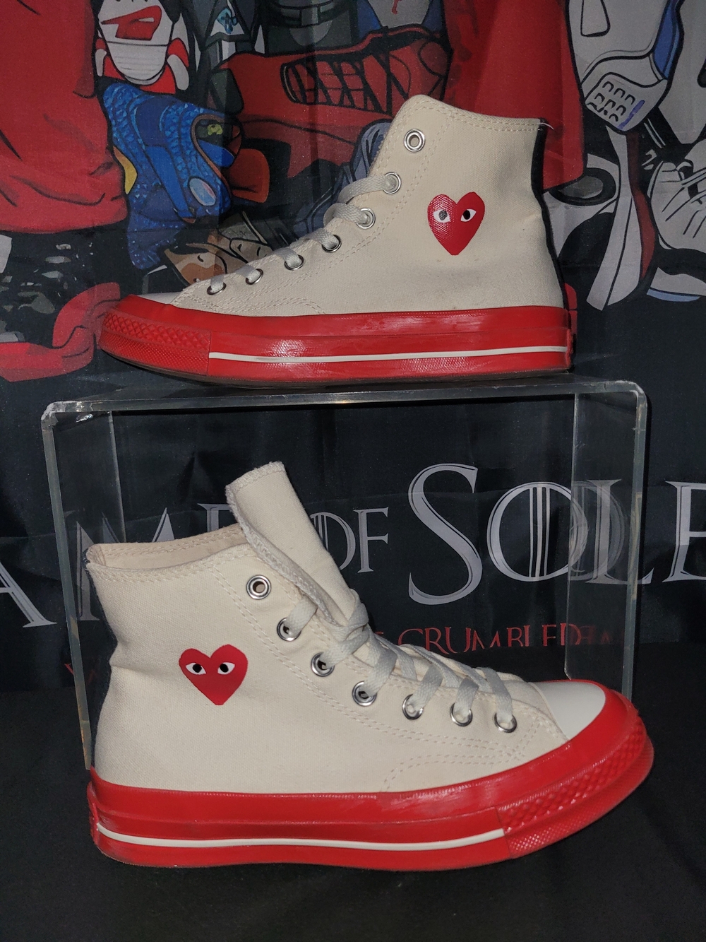 Comme des Garcons PLAY x Converse Style High-Top Sneakers - Red & Cream